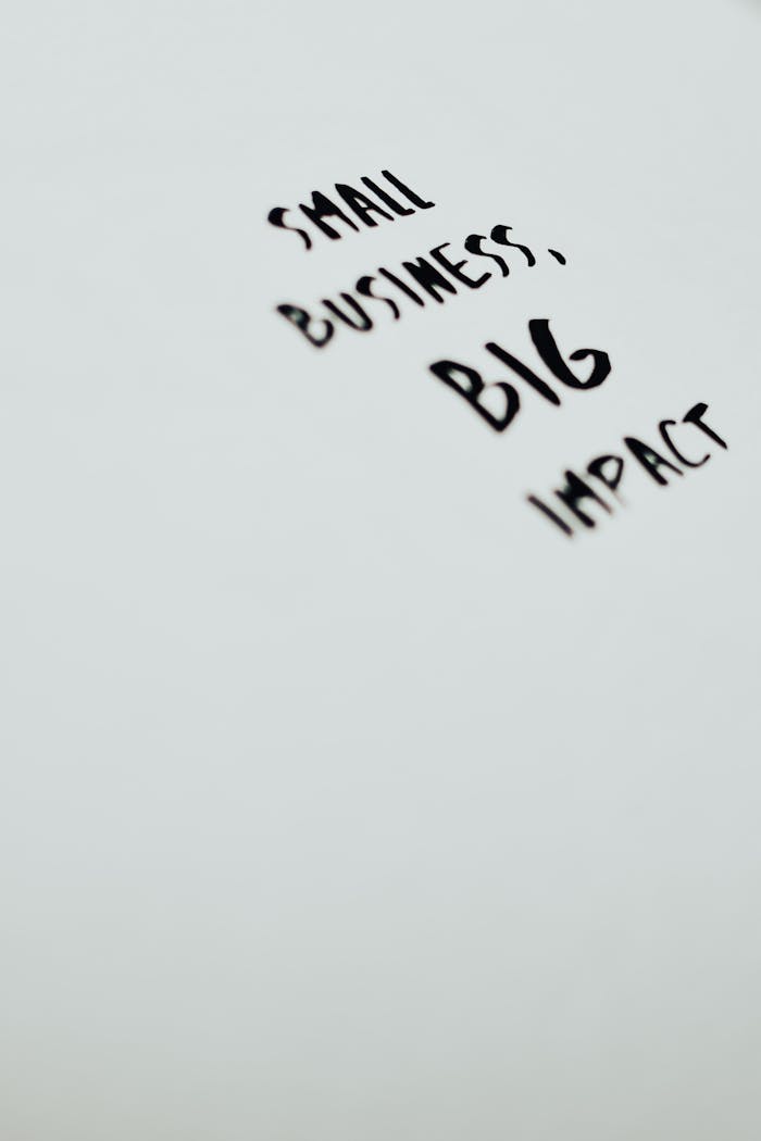 A motivational quote highlighting the impact of small businesses on a minimalist background.